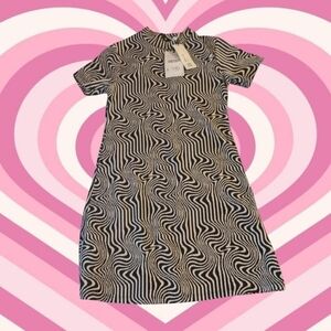 NWT Zara zebra print t shirt collared dress kids size 11-12 also fits XS/S adult